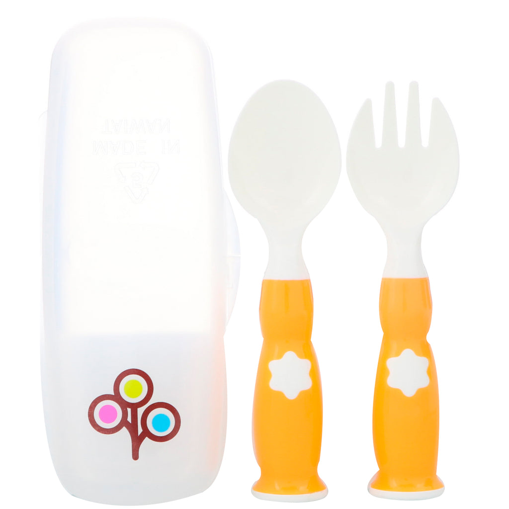 Zoli, Fork & Spoon Set, +6 Mo, Orange, 2 Piece Set