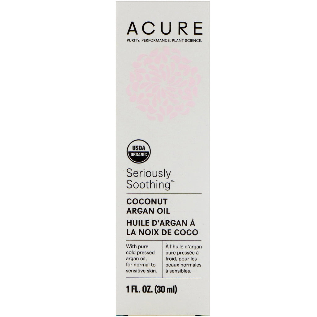 Acure, Seriously Soothing, Coconut Argan Oil, 1 fl oz (30 ml)