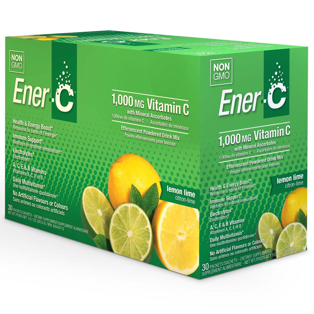 Ener-c, vitamine c, préparation pour boisson en poudre effervescente,  citron vert, 30 pac