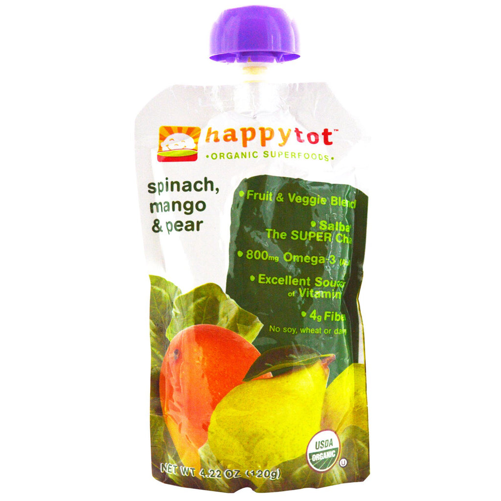 Nurture Inc. (Happy Baby) Happytot SuperFoods Spinach Mango & Pear 4.22 oz (120 g)