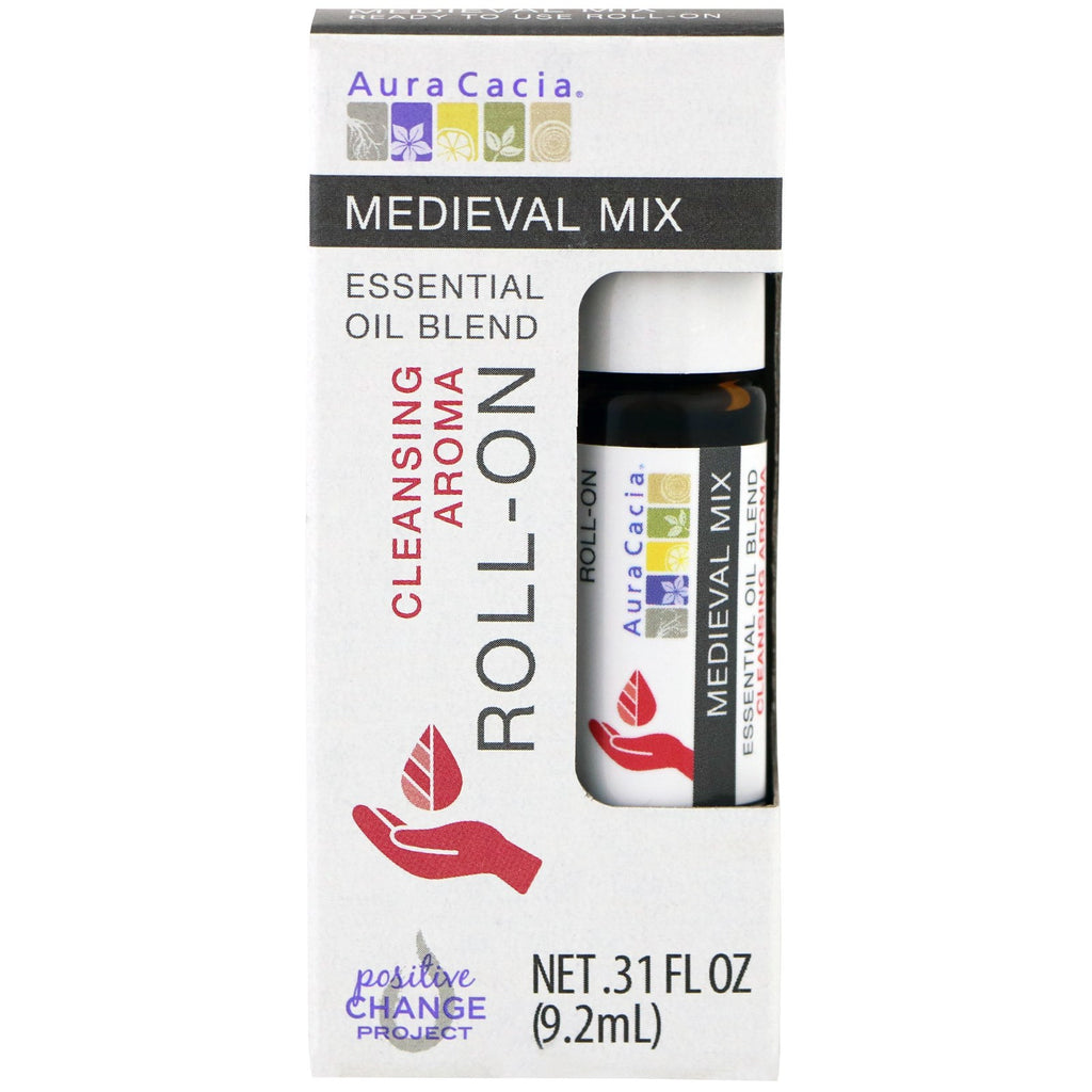Aura Cacia, Essential Oil Blend, Cleansing Aroma Roll-On, Medieval Mix, .31 fl oz (9.2 ml)