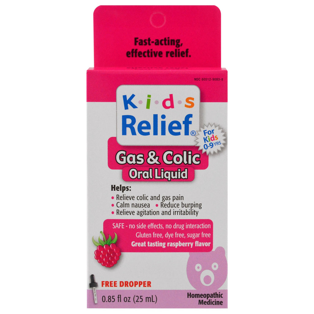 Homeolab USA, Kids Relief, Gas & Colic, Raspberry Flavor, 0.85 fl oz (25 ml)