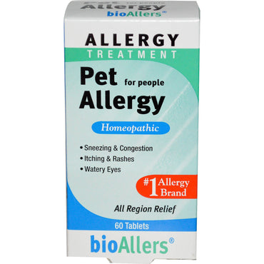 NatraBio, bioAllers, Allergy Treatment, Pet Allergy for People, 60 Tablets
