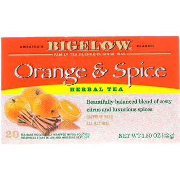 Bigelow, Herbal Tea, Orange & Spice, 20 Tea Bags, 1.50 oz (42 g)