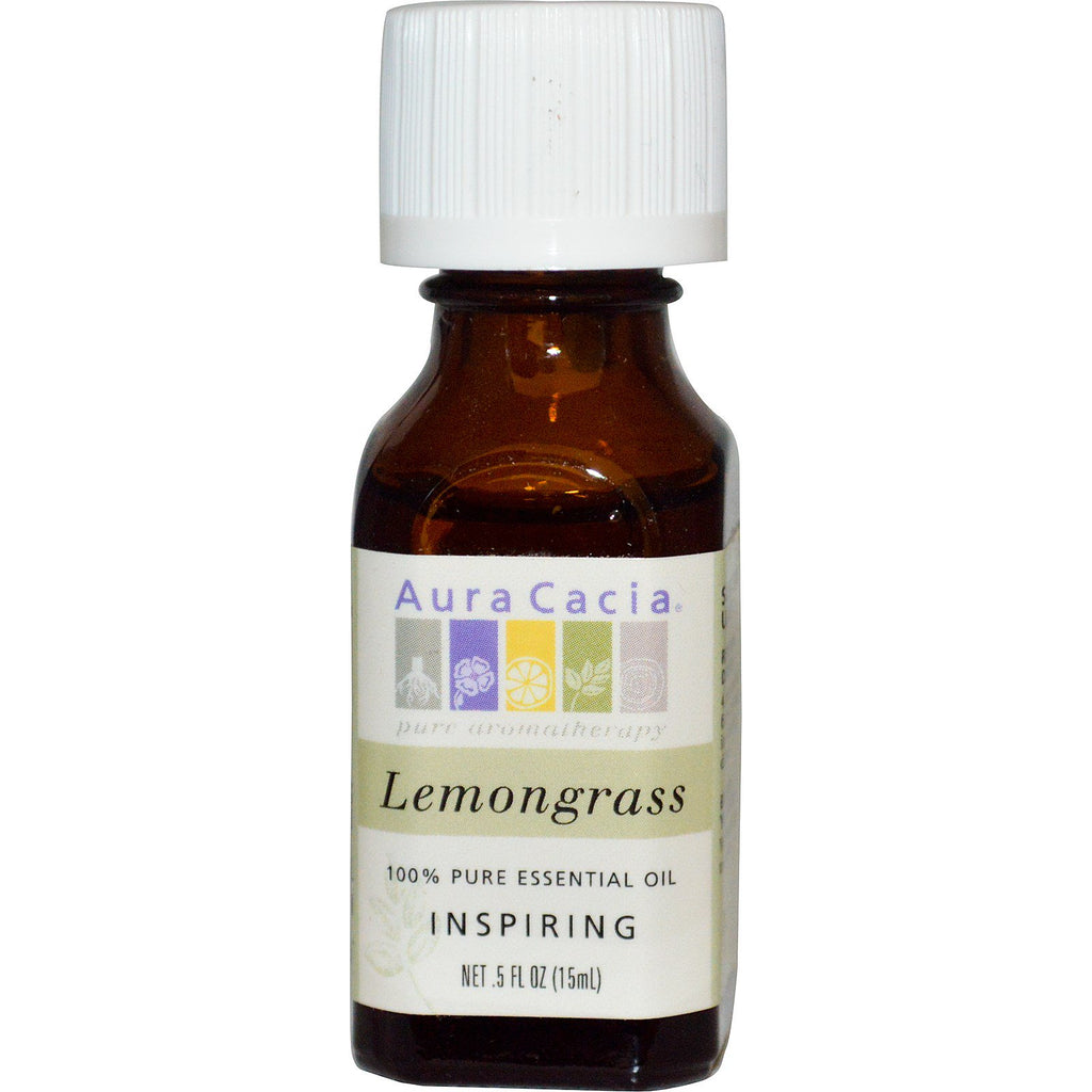 Aura Cacia, 100% Pure Essential Oil, Lemongrass, Inspiring, .5 fl oz (15 ml)