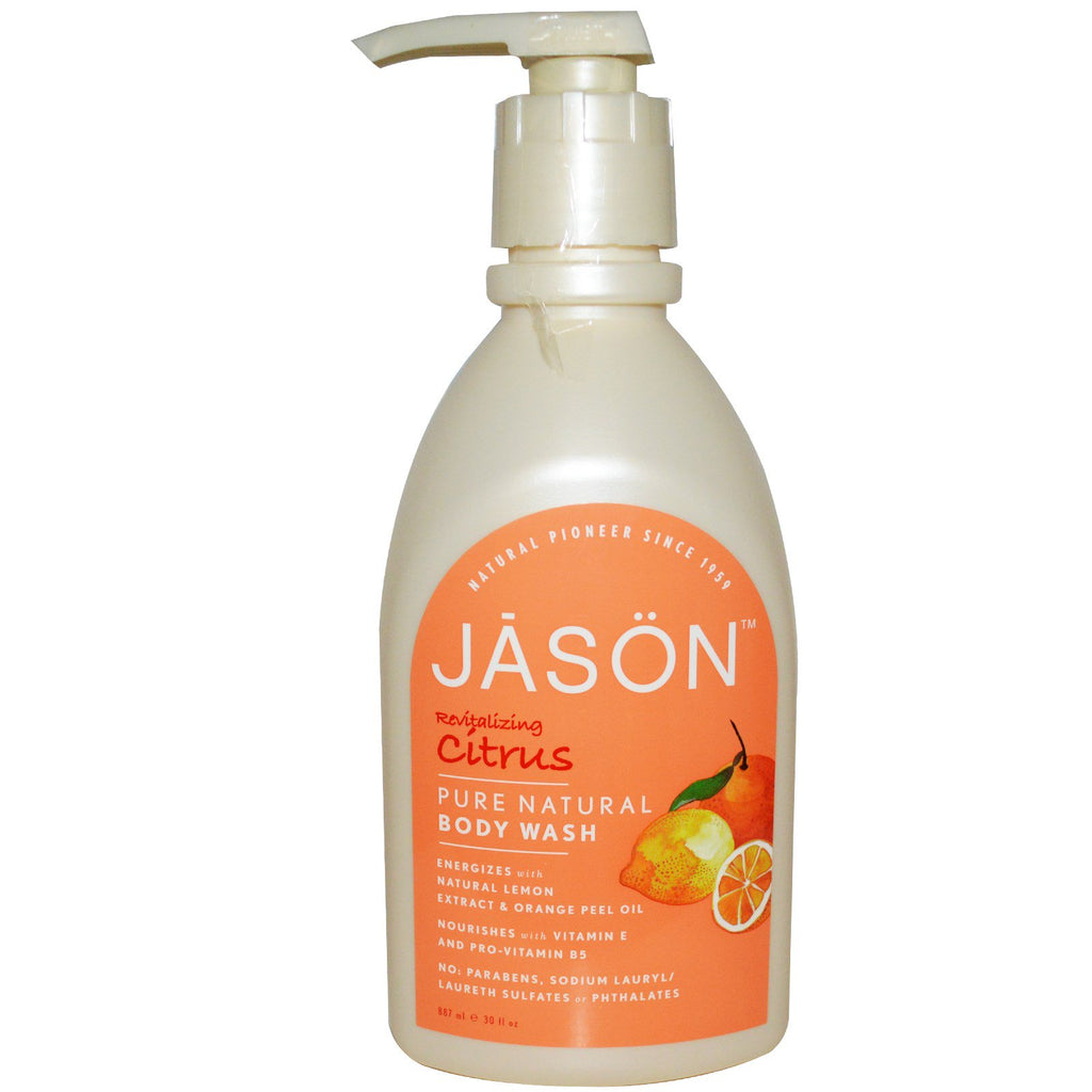 Jason Natural, Pure Natural Body Wash, Revitalizing Citrus, 30 fl oz (887 ml)