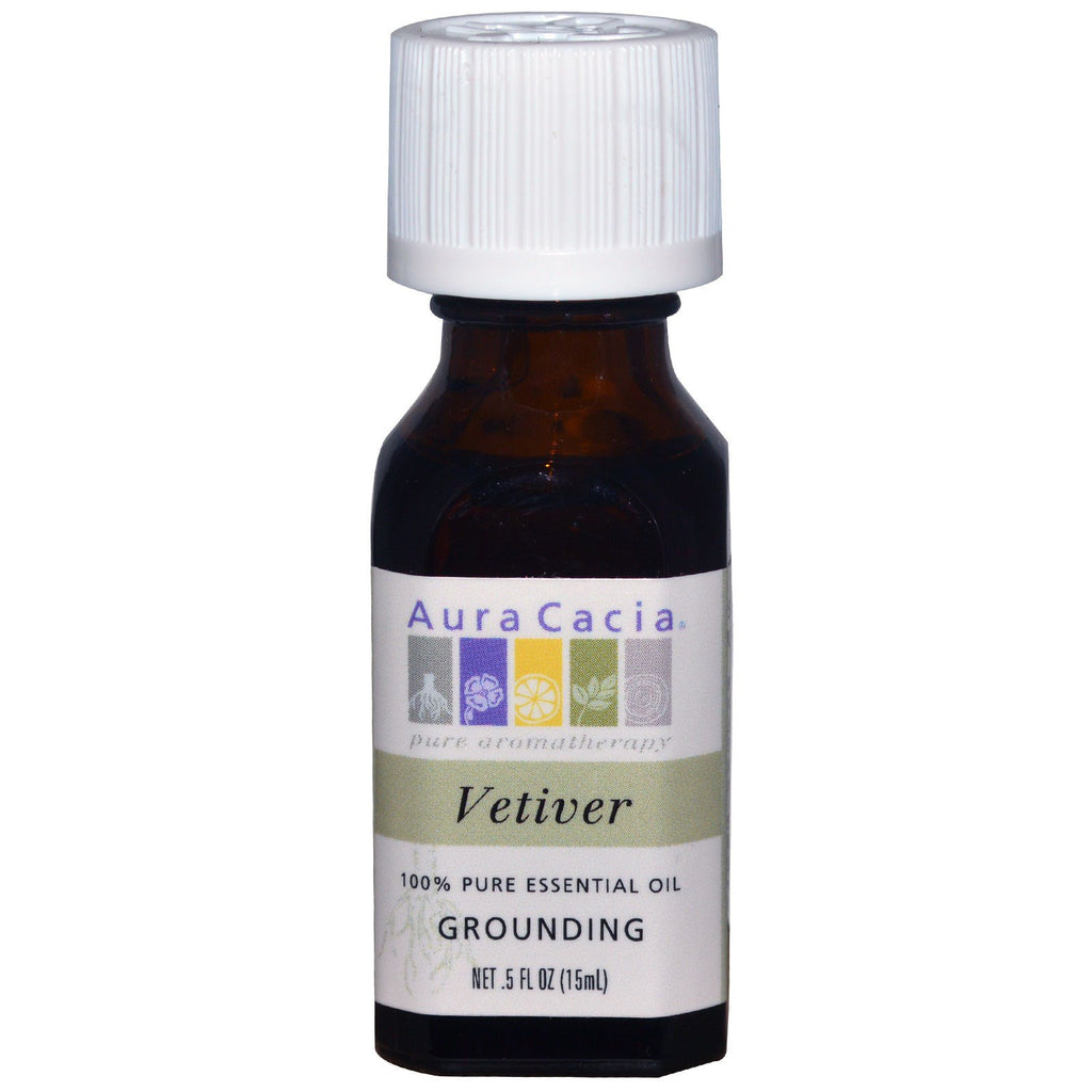 Aura Cacia, 100% Pure Essential Oil, Vetiver, .5 fl oz (15 ml)