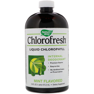 Nature's Way, Chlorofresh, chlorophylle liquide, aromatisé à la menthe, 16 fl oz (473,2 ml)