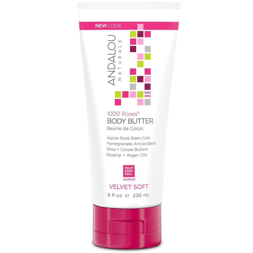Andalou Naturals, Body Butter, Velvet Soft, 1000 Roses, 8 fl oz (236 ml)