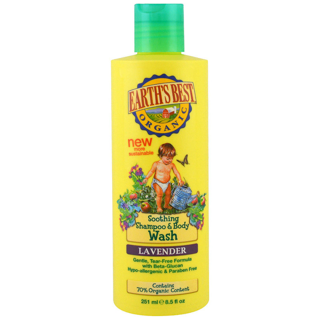 Earth's Best, , Soothing Shampoo & Body Wash, Lavender, 8.5 fl oz (251 ml)