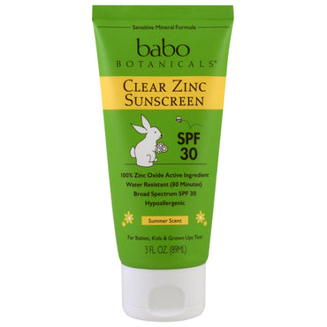 Babo Botanicals 30 SPF Clear Zinc Sunscreen 3 fl oz (89 ml)