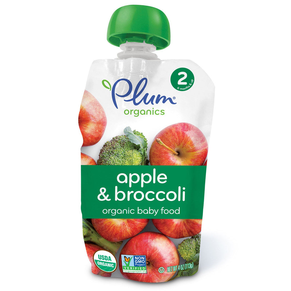 Plum s Baby Food Stage 2 Pomme et brocoli 4 oz (113 g)