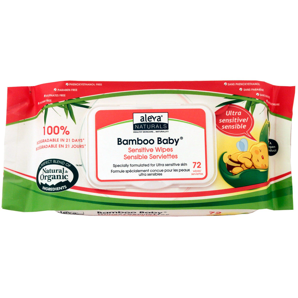 Aleva Naturals, Bamboo Baby Wipes, Ultra Sensitive, 72 Wipes