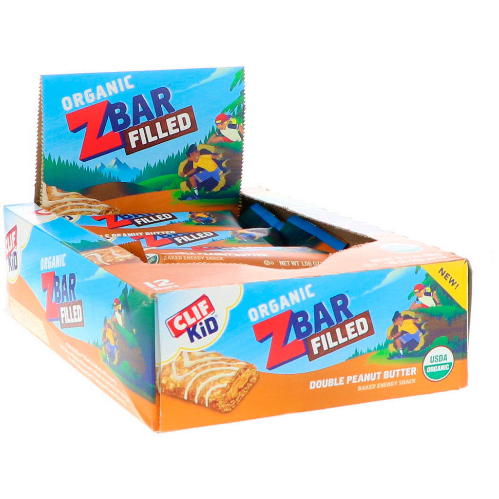 Clif Bar Clif Kid ZBar Filled Double Peanut Butter 12 Bars 1.06 oz (30 g) Each