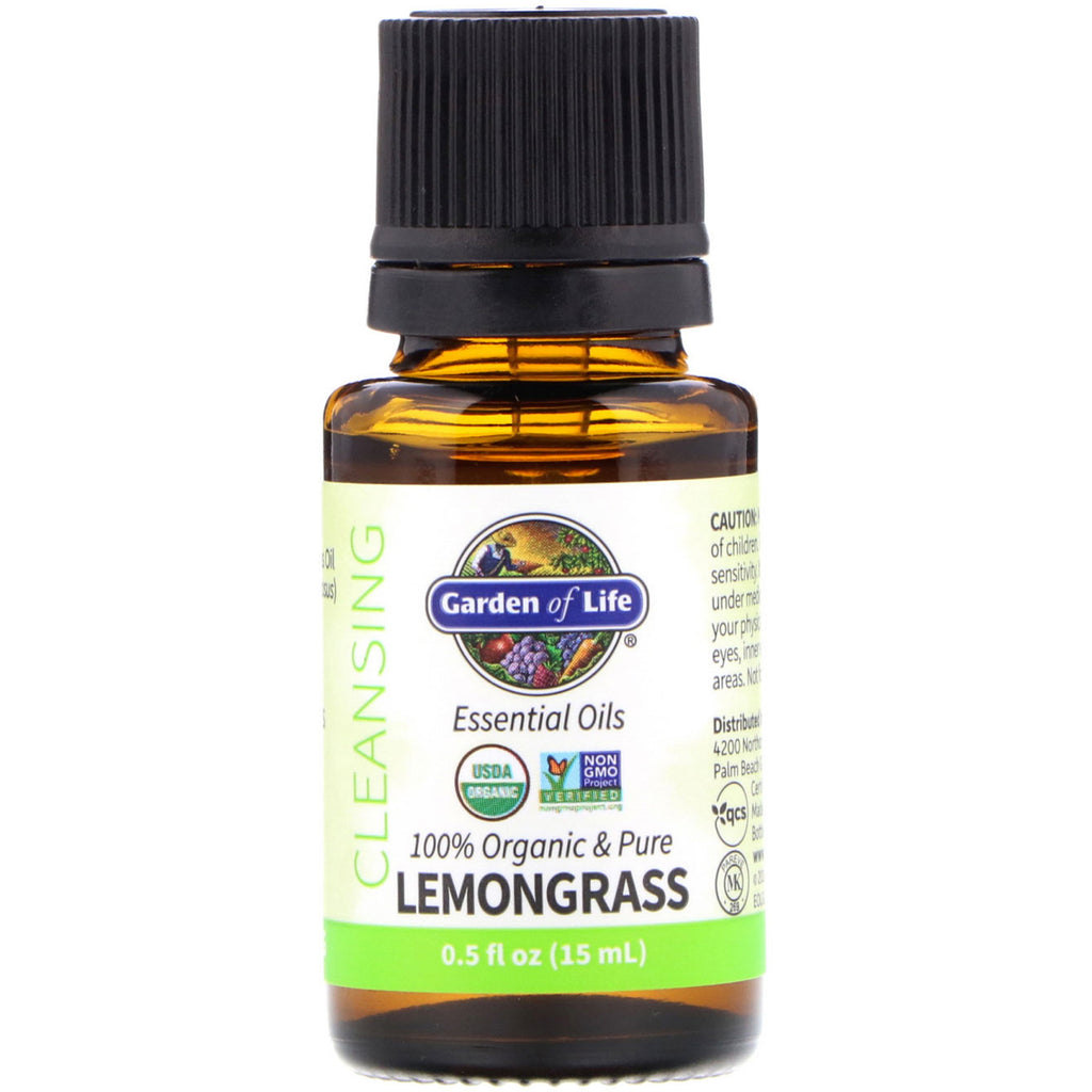 Garden of Life, 100% & Pure, Essential Oils, Cleansing, Lemongrass, 0.5 fl oz (15 ml)