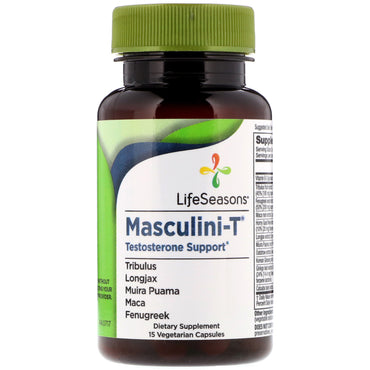 LifeSeasons, Masculini-T, Testosterone Support, 15 Vegetarian Capsules