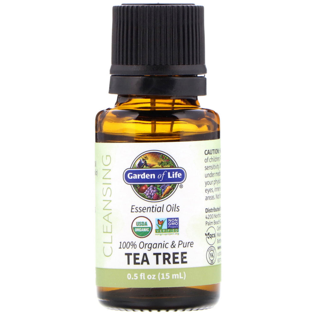 Garden of Life, 100% & Pure, Essential Oils, Cleansing, Tea Tree, 0.5 fl oz (15 ml)