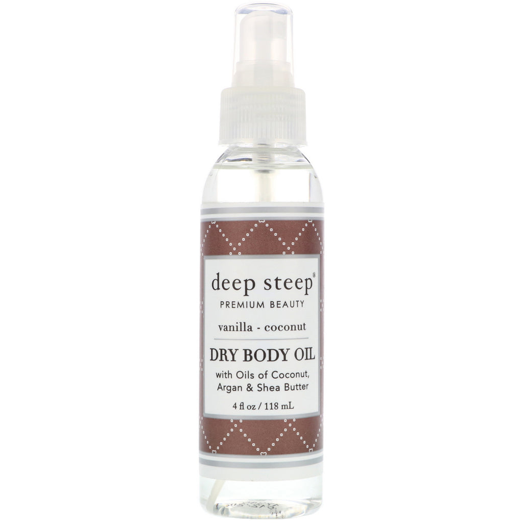 Deep Steep, aceite corporal seco, vainilla - coco, 4 fl oz (118 ml)