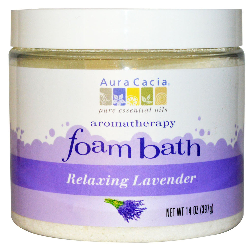 Aura Cacia, Aromatherapy Foam Bath, Relaxing Lavender, 14 oz (397 g)