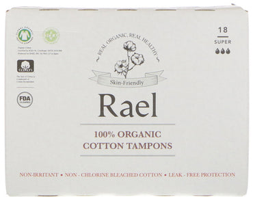Rael, 100%  Cotton Tampons, Super, 18 Tampons