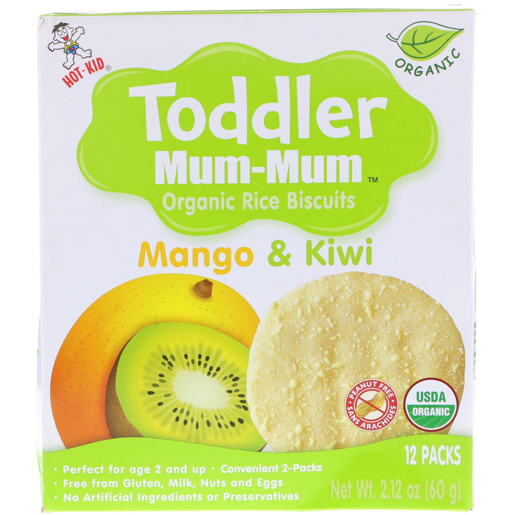 Hot Kid Toddler Mum-Mum Rice Biscuits Mango & Kiwi 12 Packs 2.12 oz (60 g)