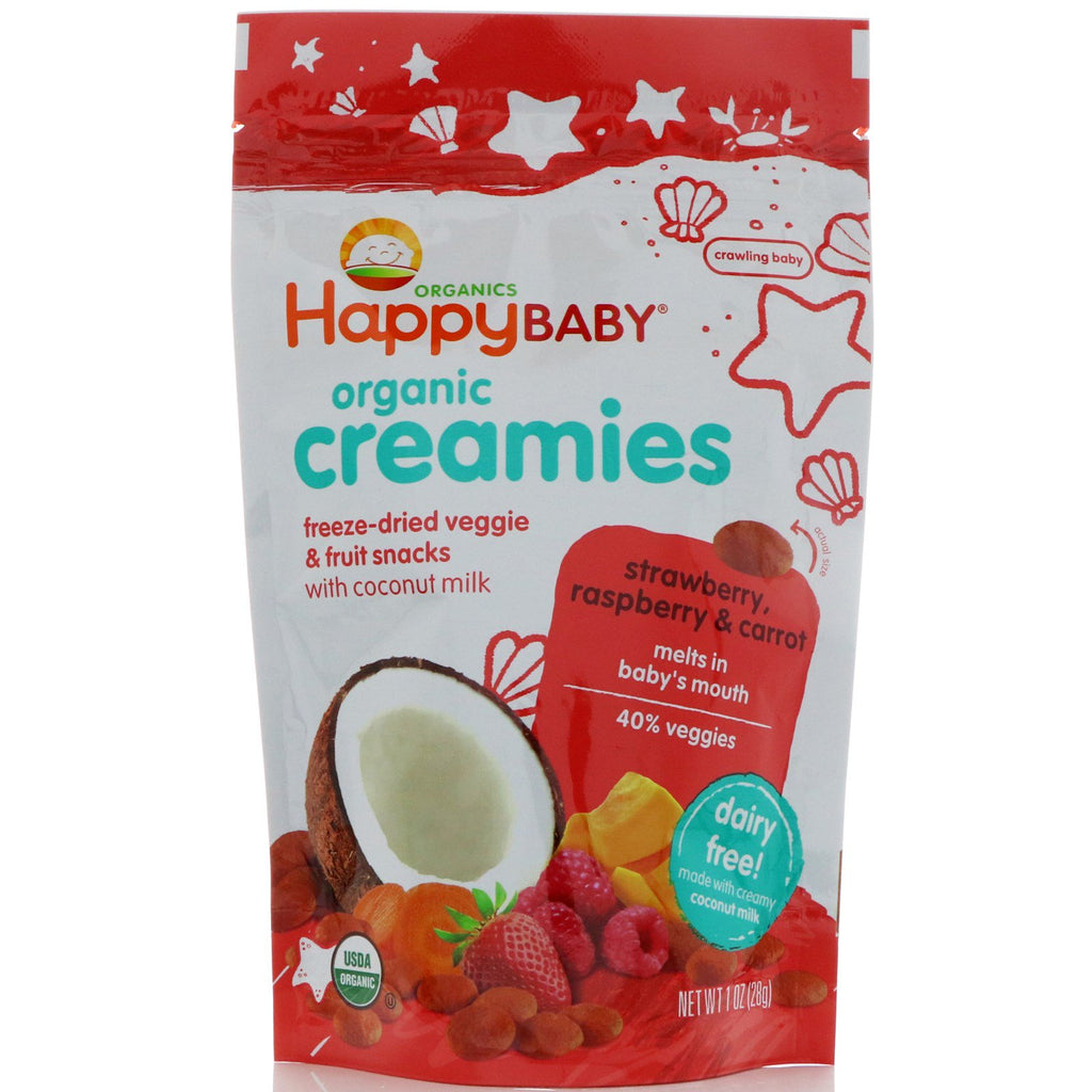 Nurture Inc. (Happy Baby) Creamies Freeze-Dried Veggie & Fruit Snacks Strawberry Raspberry & Carrot 1 oz (28 g)