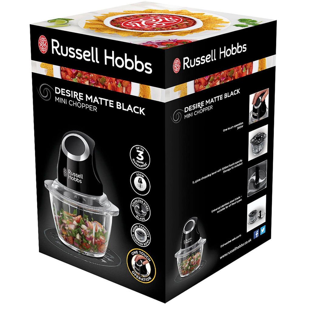 Russell Hobbs Desire Matte Blk | Mini Chopper | 200W, 1L Bowl