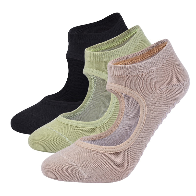 Calcetines de Pilates de alta calidad para mujer, calcetines de Yoga  antideslizantes y transpirables con espalda descubierta, calcetines  deportivos de