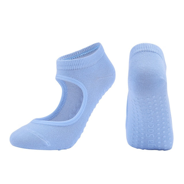 Calcetines de pilates de alta calidad para mujer, yoga sin espalda  transpirable antideslizante, así