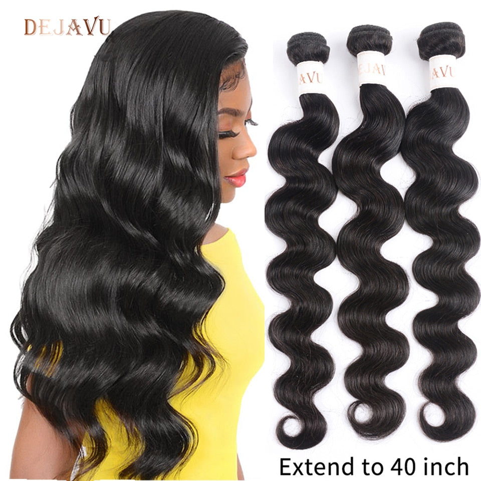 Dejavu Body Wave Bundles Remy Hair 3 Bundle Deal Peruvian Hair 30 40 Inch Bundles High Ratio Natural Color Hair Bundles