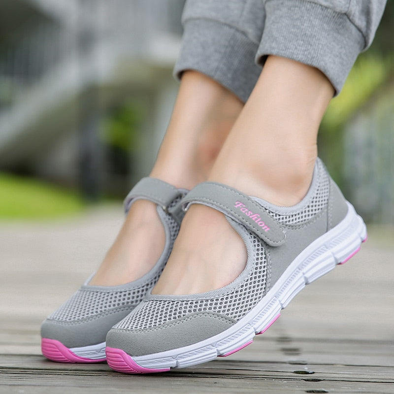 Zapatillas de deporte transpirables de verano para mujer, zapatos Mary Jane para saludables, deporte