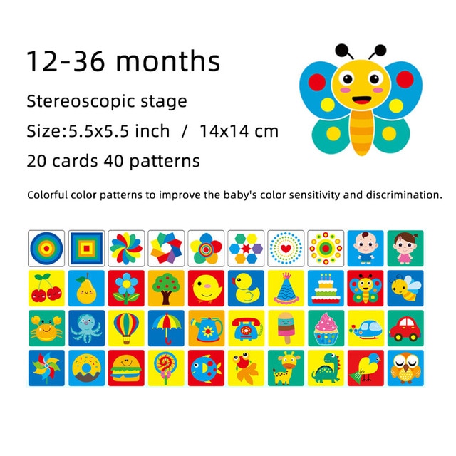 Montessori bébé jouets noir blanc cartes flash contraste élevé stimulation  visuelle activité d'apprentissage flashcards bébé cadeaux c0642h