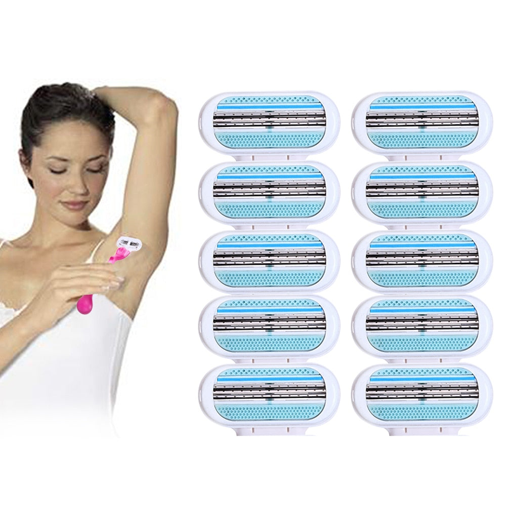 10pcs/lot Beauty Safety Female Razor Blade Shaving For Women Blades Woman Shaver Razor Blades Replacement Head