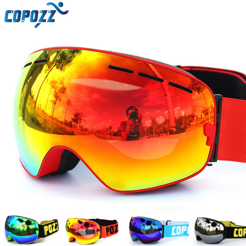 COPOZZ brand ski goggles double layers UV400 anti-fog big ski mask glasses skiing snow men women snowboard goggles GOG-201 Pro