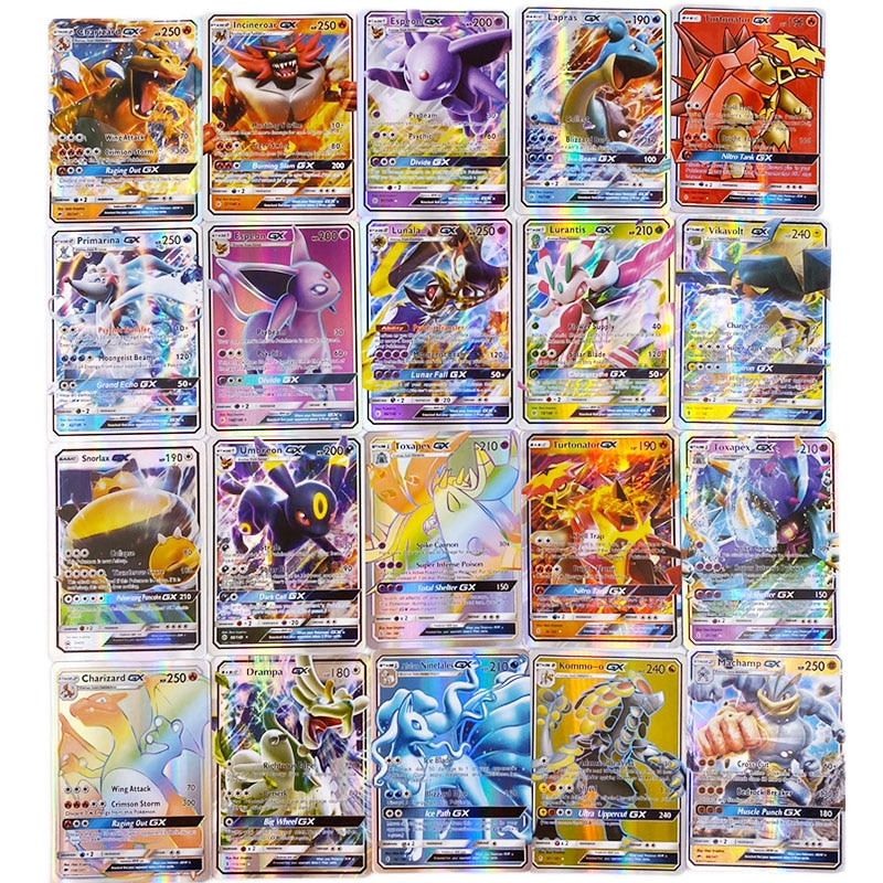 300 pièces sans répétition carte Pokemons GX brillant TAKARA TOMY cartes  jeu TAG