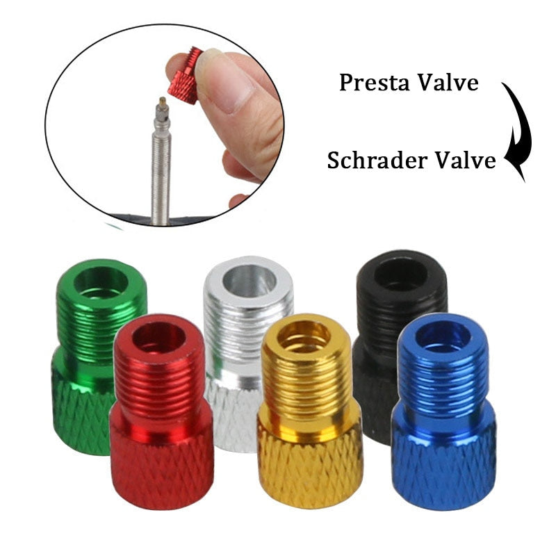 Bouchons d'adaptateur de Valve de vélo en alliage d'aluminium, buse d'air de vélo, pompe à Air, outils de chambre à air de vélo de course sur route, accessoires de vélo 4 pièces