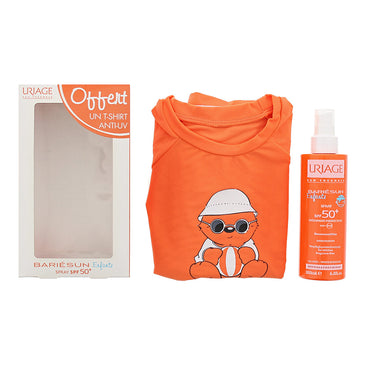 Uriage bariésun enfants coffret de cuidado da pele: spf 50+ spray 200ml - t-shirt anti-uv 3/5 anos