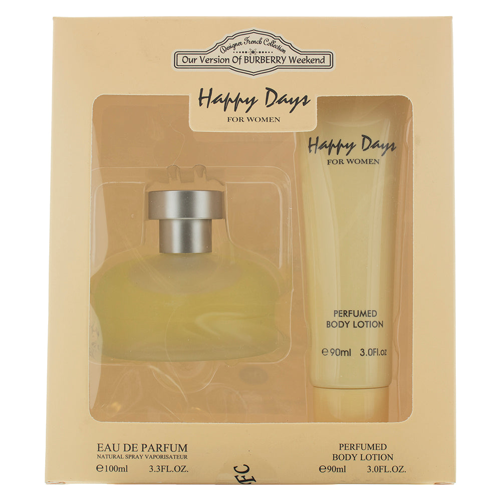 Designer French Collection Happy Days Eau de Parfum Gift Set : Eau de Parfum 100ml - Body Lotion 90ml