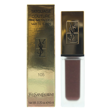 Yves Saint Laurent Tatouage Couture The Metallics Matte 105 - Tinte de labios magnético con temperamento de ciruela 6 ml