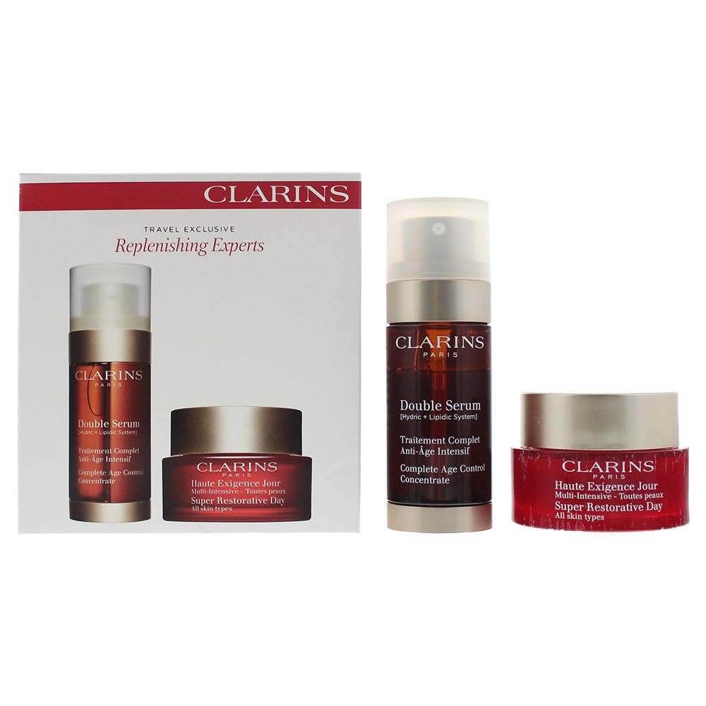 Clarins 2 Piece Gift Set: Double Serum 30ml - Super Restorative Day Cream 50ml