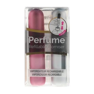 Sticle cu spray de parfum reîncărcabile Pressit 2 x 4ml - roz și argintiu