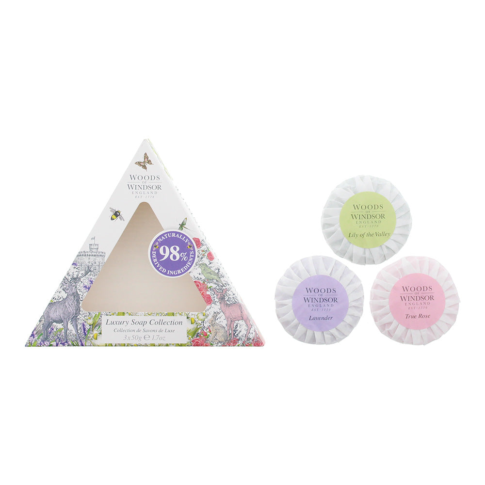 Woods Of Windsor 3 Piece Gift Set: True Rose Soap 50g - Lavender Soap 50g - Lily