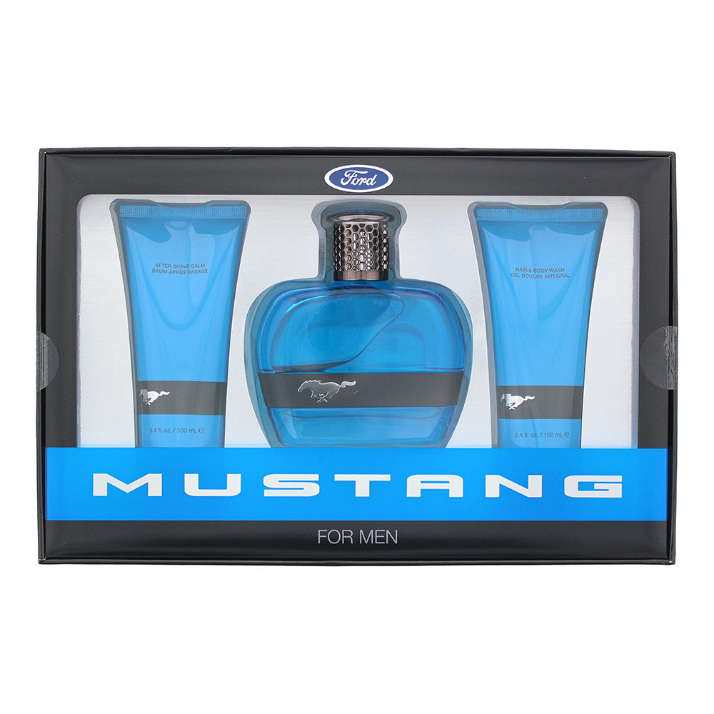 Mustang Blue 3 Piece Gift Set: Eau de Toilette 100ml - Aftershave Balm 100ml - H