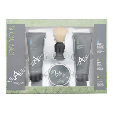 Aubusson Paris Cruiser 4 Piece Gift Set: Aftershave Balm 100ml - Cleanser 100ml - Soap 60g -  Brush