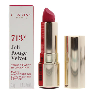 שפתון קלרינס joli rouge velvet 713v ורוד חם 3.5 גרם