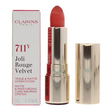 Clarins Joli Rouge Velvet Matte  Moisturizing Long Wearing 711V Papaya Lipstick 3.5g