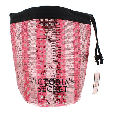 Victoria's Secret Lentejuelas rosas con bolsa de almacenamiento con cordón negro