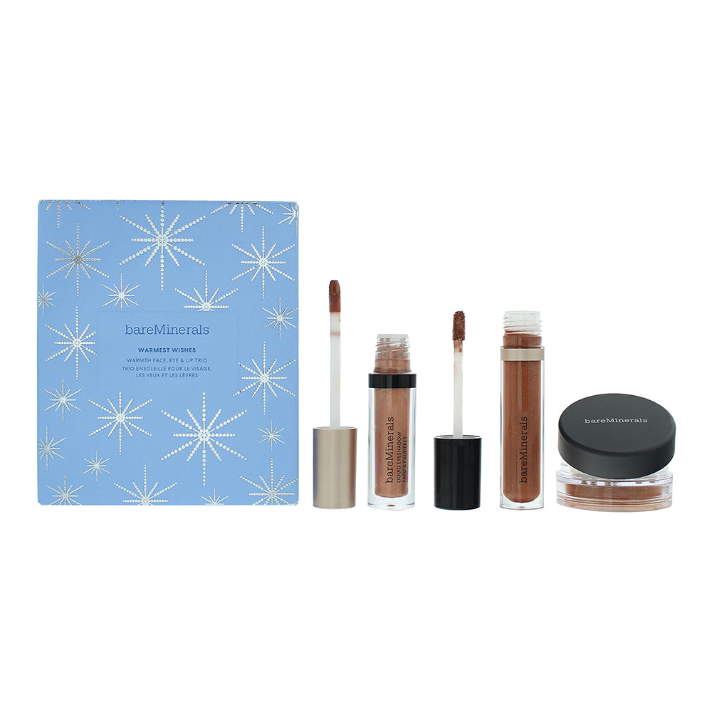 Bare Minerals Warmest Wishes 3 Piece Gift Set: Loose Bronzer 1.5g - Lip Gloss 4ml - Liquid Eyeshadow 3.3ml