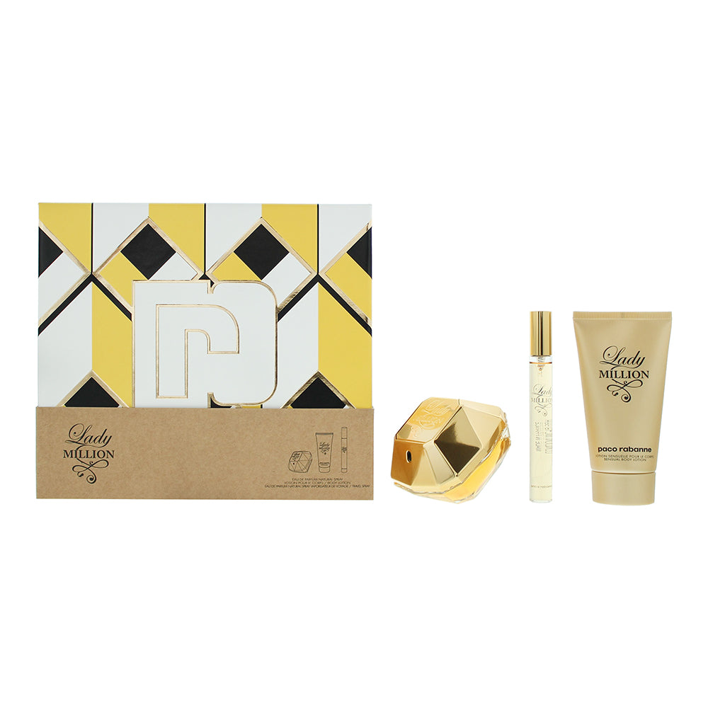 Paco Rabanne Lady Million 3 Piece Gift Set: Eau de Parfum 50ml - Eau de Parfum 1