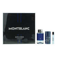 Montblanc Explorer Ultra Blue 3 Piece Gift Set: Eau De Parfum 100ml - Eau De Parfum 7.5ml - Deodorant